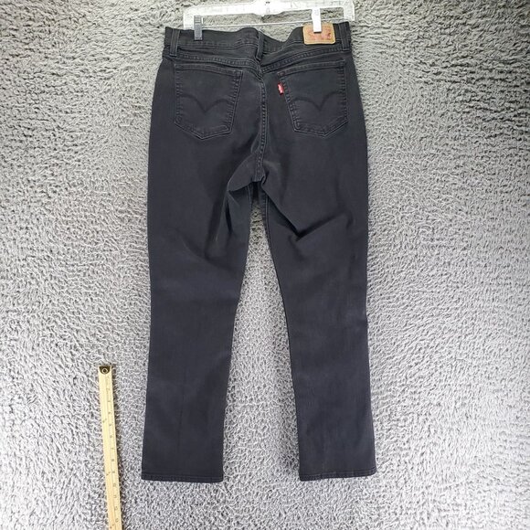 Levis Jeans Womens 30 Black 414 Relaxed Straight Classic Fit Stretch Denim - Picture 1 of 15